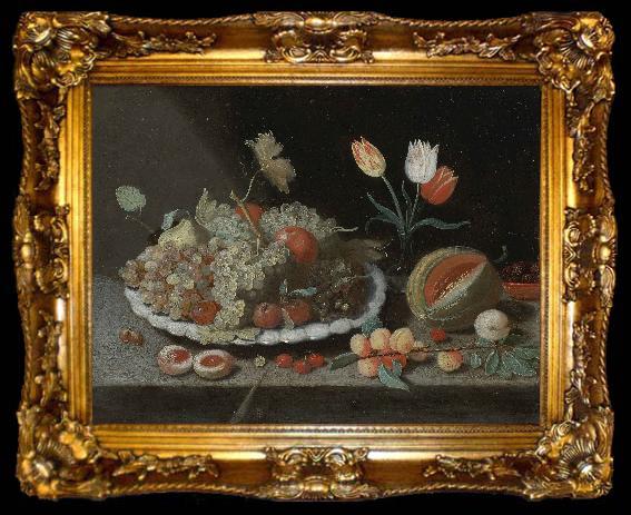 framed  Jan Van Kessel Still life with grapes and other fruit on a platter, ta009-2